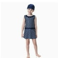 thumbnail image 6 of YMNXA Big Kids Girls Swimsuits Sleeveless Polka Dot Print Comfortable Fashion Swimwear Sun Upf 50+ For Holiday Vacation Beach Navy 2-3 Years, 6 of 7