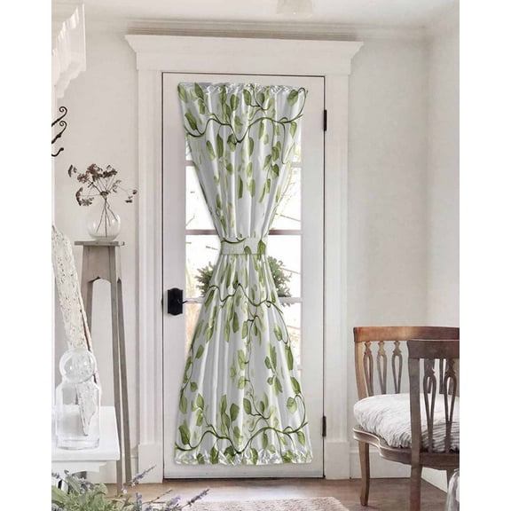 Summer Plants Blackout Curtains French Door Curtains for Door Window, Green Leaves Pastoral Retro Garden Privacy Drapery for Patio/Sidelight Doors, 1 Panel with Tieback, 25 x 72 Inches