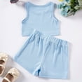thumbnail image 5 of MEZZALL Girls Summer Outfits 2PCS Sets Toddler Baby Casual Sports Tank Tops Elastic Waist Solid Color Shorts Playwear Beach School Yoga Party Outfits For Dailywear Breathable / 6-7 Years, 5 of 9
