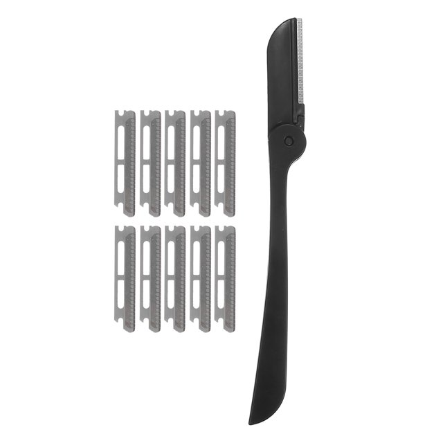 Unique Bargains Eyebrow Razor for Women Eyebrow Trimmer Tool for Hair Remover 1 Set Black Stainless Steel