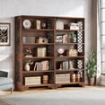 thumbnail image 6 of Finmind 6-Tier Bookcase Set of 2- 70.8" Vintage Tall Bookcase with X-Pattern Design & 5-Shelf Display Rack, 6 of 7