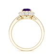 thumbnail image 3 of Rosec Jewels Oval Shape Amethyst Ring with Moissanite Halo for Women - 1 Carat - AAA Grade, 10K Yellow Gold, US 3.00, 3 of 9