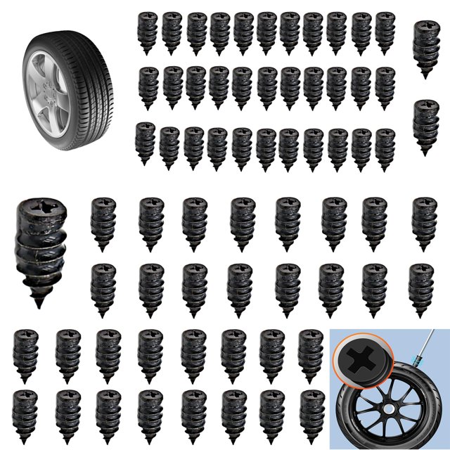 Wzttdm 70 piezas de clavos de goma para reparación de neumáticos, clavos autoadhesivos para reparar pinchazos de neumáticos de coche, motocicleta y ATV (35S+35L)