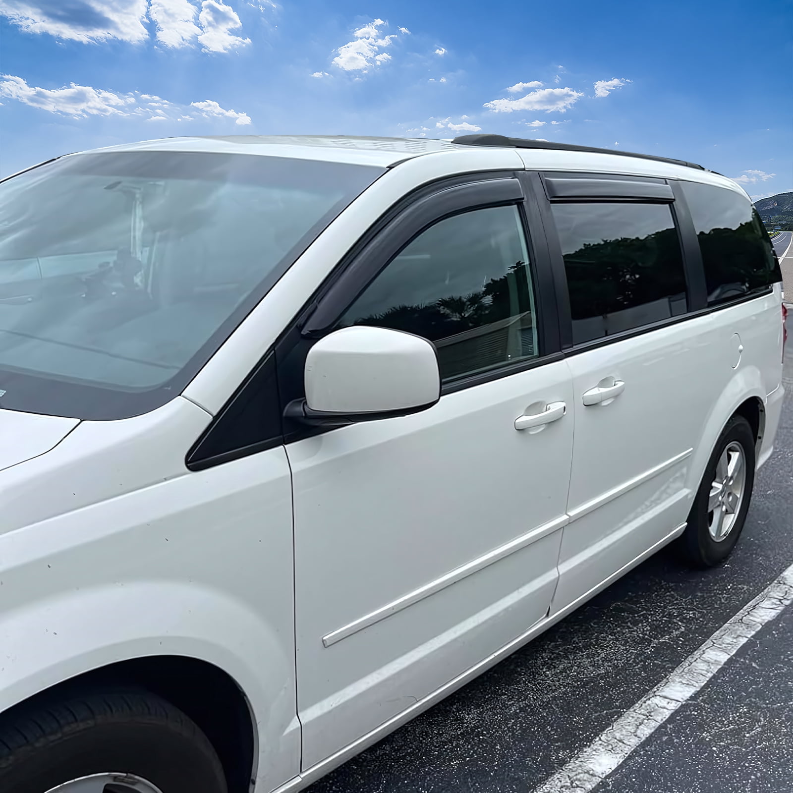 Ikon Motorsports Window Visors Compatible with 2008-2016 Chrysler Town Country 2008-2020 Dodge Grand Caravan Acrylic Side Vent Windshield Deflector Rain Guard 4Pc Set Outside Mount