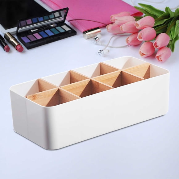 Birdeem Desktop Organizer and Cosmetic Storage Box, Plastic Storage Box with 5 Compartments, Multi-Purpose Desk Organizer for Office Supplies and Beauty Products, Space Saving Home Office Accessories