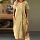 thumbnail image 1 of mfyjkho Vestidos para mujer, Vestidos casuales de verano para mujer, con cuello redondo, manga corta y bolsillos Vestidos maxi para mujer xl, 1 of 9