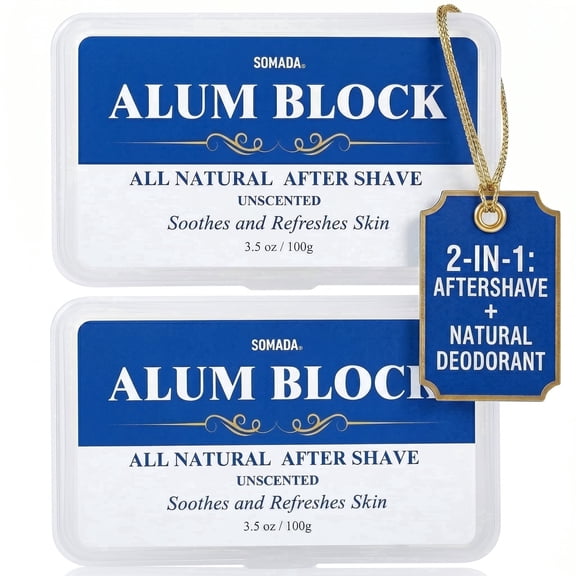 SOMADA Alum Block, after Shave 100g 3.5oz Pack of 2, Piedra de Alumbre, Styptic Alum Stone