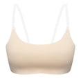 thumbnail image 3 of IQOGKRN Women's Clear Strap Bra Wireless Invisible Low Back Unpadded Bra with Convertible Straps Khaki L, 3 of 5