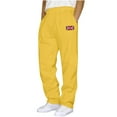 thumbnail image 2 of Fengqque Plus Size Pants for Men, Casual Drawstring Elastic Waist Straight Leg Solid Color Loose Fit Sweatpants with Pockets Yellow-A XL(XL), 2 of 4