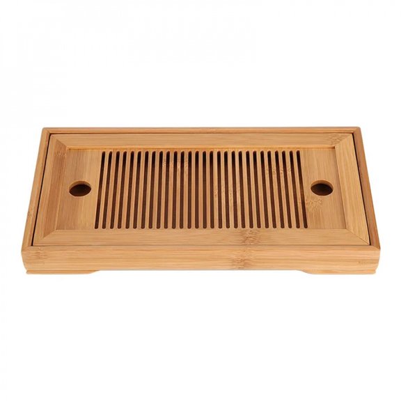 Bamboo Tea Tray Chinese Kung Fu Tea Small Serving Table 27x14x3cm Rectangular Tea Board for Teahouse Home Use