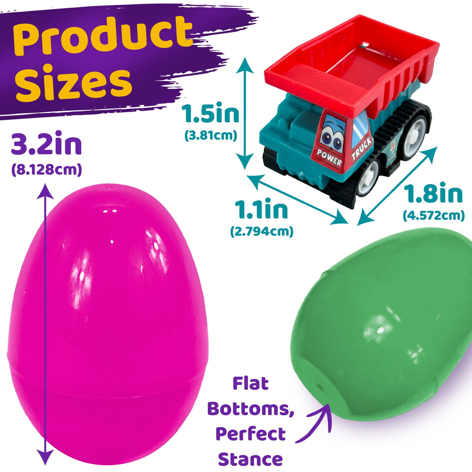 Stargo 24 Pk Colorful Prefilled Easter Eggs with toys - Construction Engineering Vehicles, pull-back cars, Bright Plastic Easter Eggs Filled, Basket Fillers Egg Hunts, Party Favors, Boys Goodie Bags