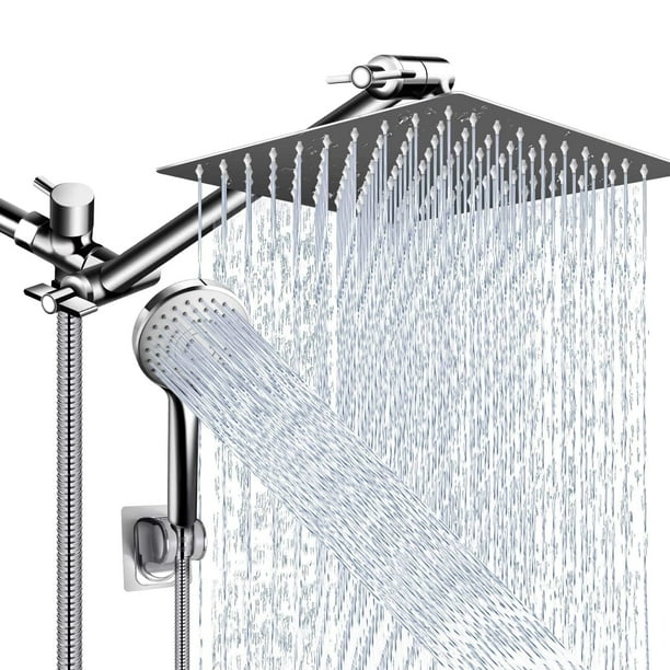 Cabezal de ducha combinado PinWin Rain de 25 cm con brazo de extensión y manguera