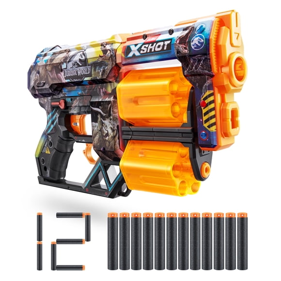 XSHOT Skins Dread Blaster - Jurassic World Skin (12 Darts) by ZURU