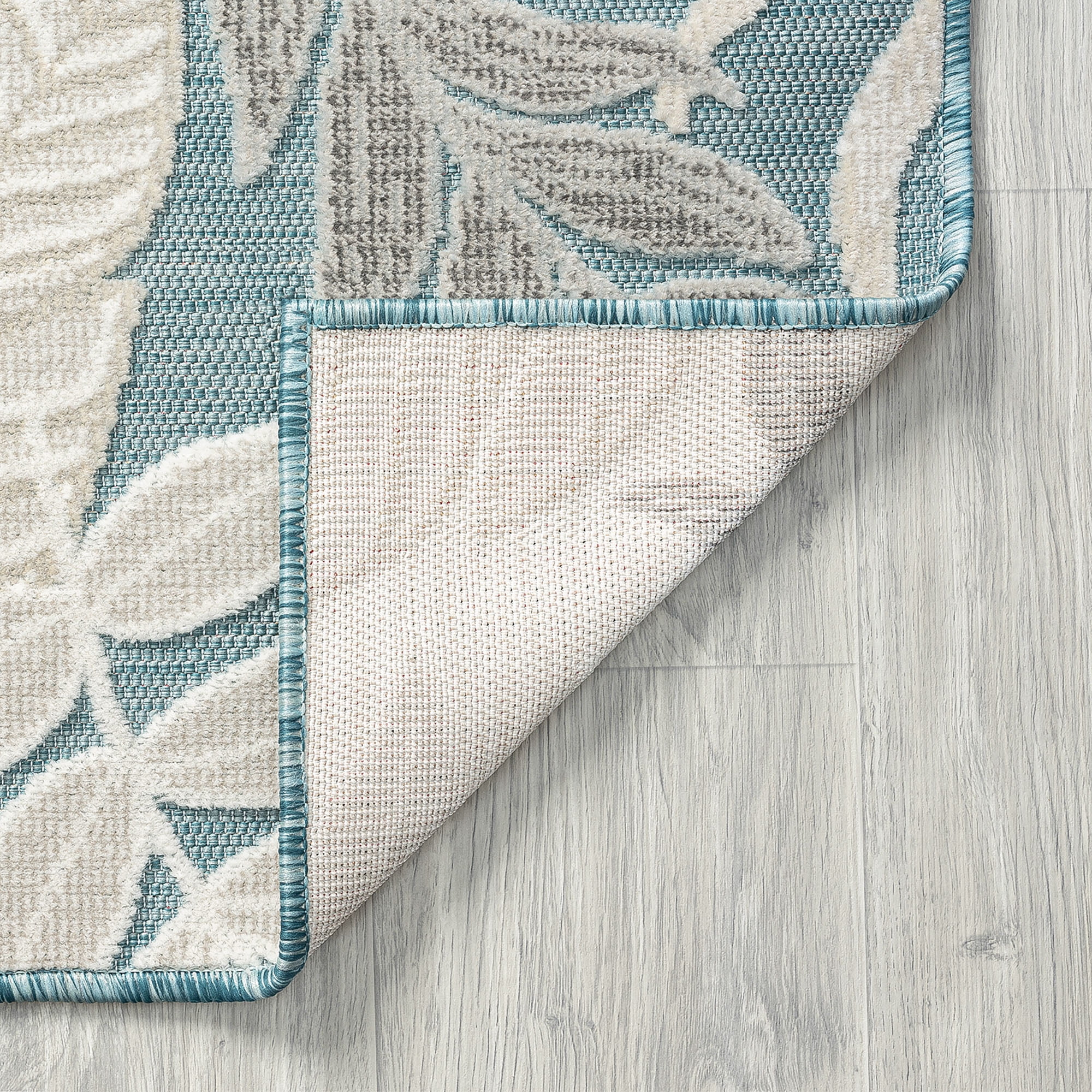 2x3 Water Resistant, Small Indoor Outdoor Rugs for Patios, Front Door Entry, Entryway, Deck, Porch, Balcony | Outside Area Rug for Patio | Aqua, Floral | Size: 1'11'' x 3'