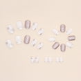 thumbnail image 3 of 24 Pcs Christmas Press on Nails Short Almond Fake Nails Glitter Designs Nude Pink False Nails with Snow Pattern Extra Short Nails Full Cover Glue on Nails Glossy Christmas Nails for Women Girls Style, 3 of 4