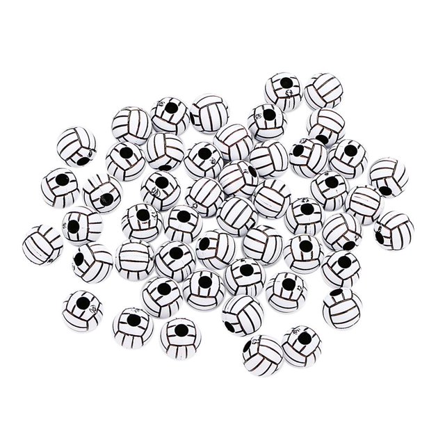 de acrílico colorido 50 Piezas De Voleibol Ronda De Acrílico Sueltos Espaciador Gran Agujero Accesorios Hallazgos Para La Fabricación De Artesanías De Joyería De 12 Mm
