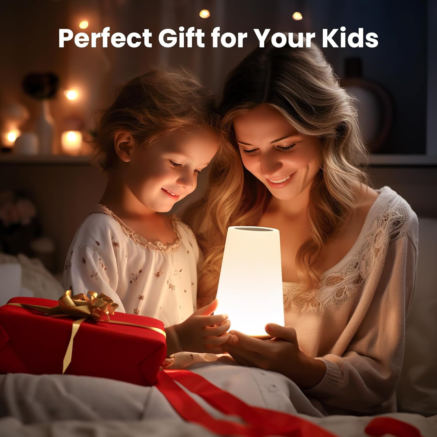 Night Light, Dimmable Touch Lamp for Bedroom, Portable Table Bedside Lamp, 5 Brightness & 13 RGB Colors, Night Lights for Bedroom/Baby Nursery/Bathroom/Hallways/Living Room