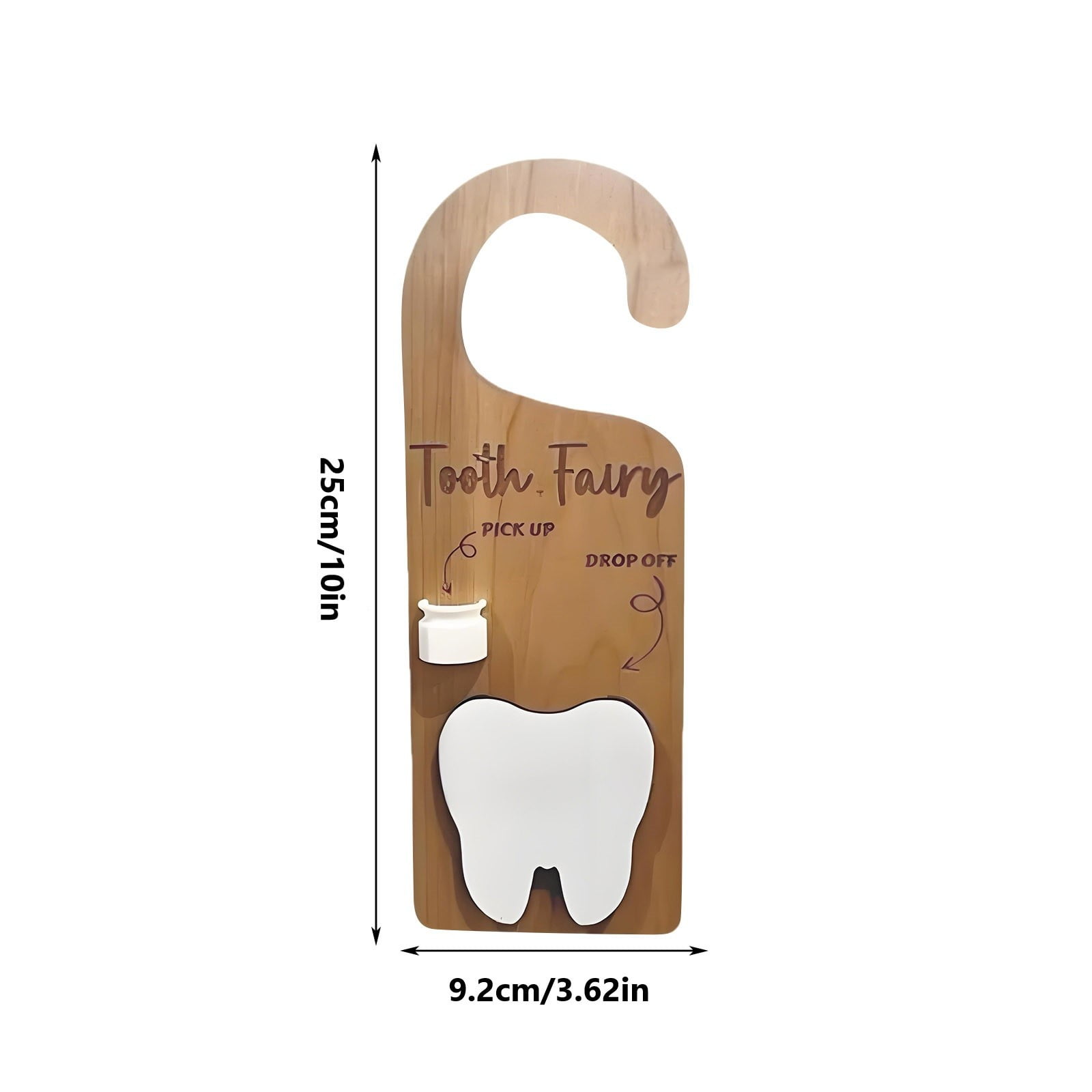 zhonghuaying 3 Pack Wooden Tooth Themed Door Hanger with Pick-Up Container, Keepsake Holder, Bedroom Decorative Hanging Sign for Tooth Collecting