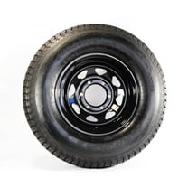 eCustomrim Radial Trailer Tire and Rim ST225/75R15 15x6 6-5.5 Load E Black Spoke Wheel
