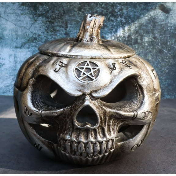 Wicca Pentagram Alchemical Symbols Pumpkin Skull Cauldron Pot Decorative Box