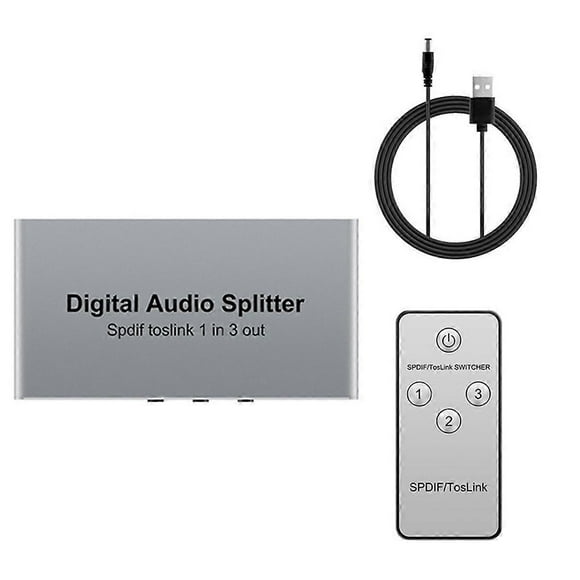 Divisor de audio óptico digital de 3 puertos SPDIF Toslink, divisor óptico de aleación de aluminio, 1 entrada, 3 salidas, compatible con DTS.
