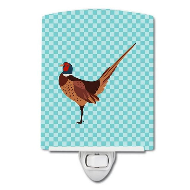 Carolines Treasures BB8104CNL Ring-necked Common Pheasant Blue Check Ceramic Night Light