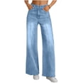 thumbnail image 2 of Miqool Women's Jeans High Waisted Stretchy Jeans Trendy Loose Wide Leg Casual Denim Pants with Pockets, 2 of 8