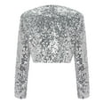 thumbnail image 4 of ZAZYULZ Women's Short Sequin Party Long Sleeve Jacket Party Blazer(Silver,A), 4 of 6
