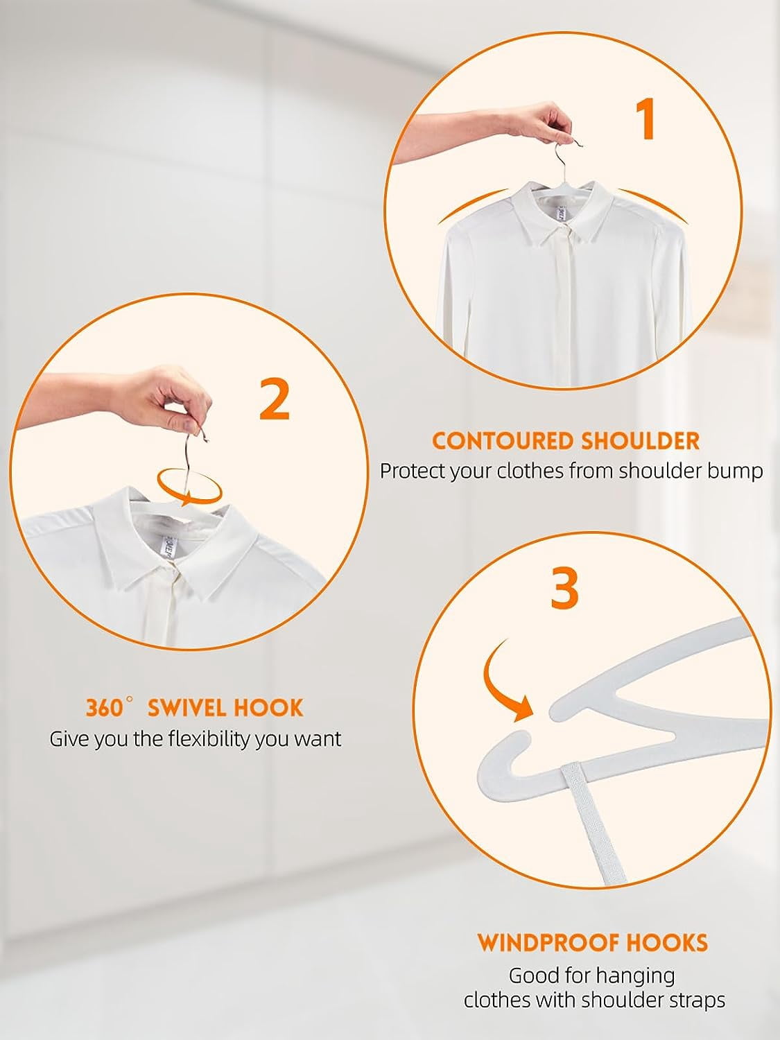 HOUSE DAY White Velvet Hangers 60 Pack, Luxury Felt Hangers Non Slip Clothes Hangers, No Shoulder Bump Focked Hanger
