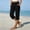 Black, variant on Cotton Linen Capri for Women Petite Tailored Split Button Elastic Waist Capris Light Weight Summer Casual, M