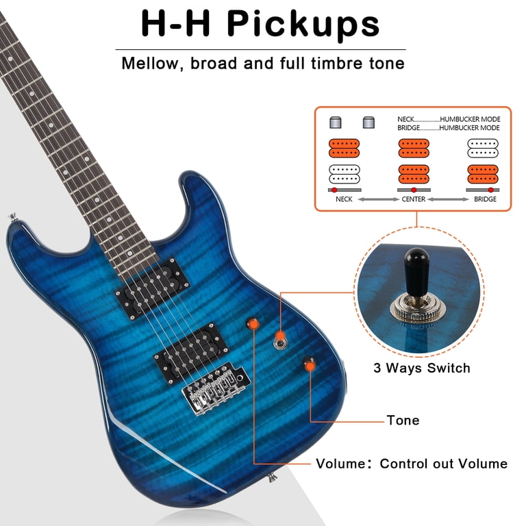 GST Stylish H-H Pickup Tiger Stripe Electric Guitar Kit with 20W