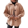 thumbnail image 1 of Plus Size Women's Soft Wool Button Down Coat With Pockets Stylish Warm Outerwear For Fall And Winter Season, 1 of 5