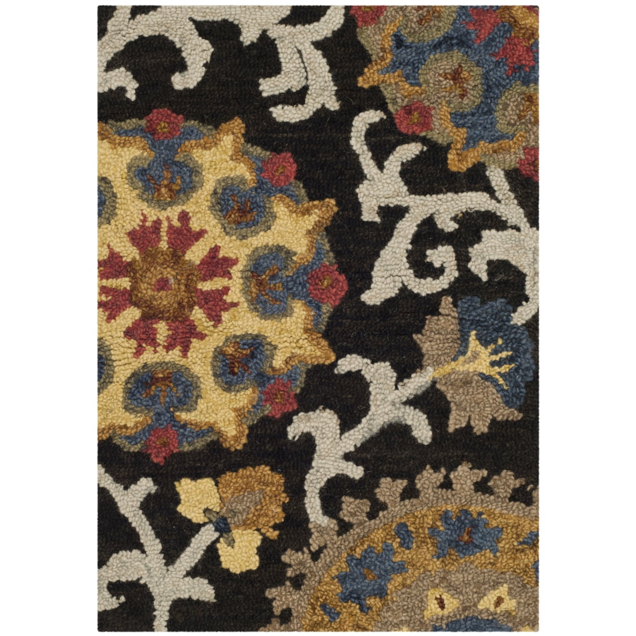 SAFAVIEH Blossom Danny Floral Wool Runner Rug, Charcoal/Multi, 2'3" x 16'