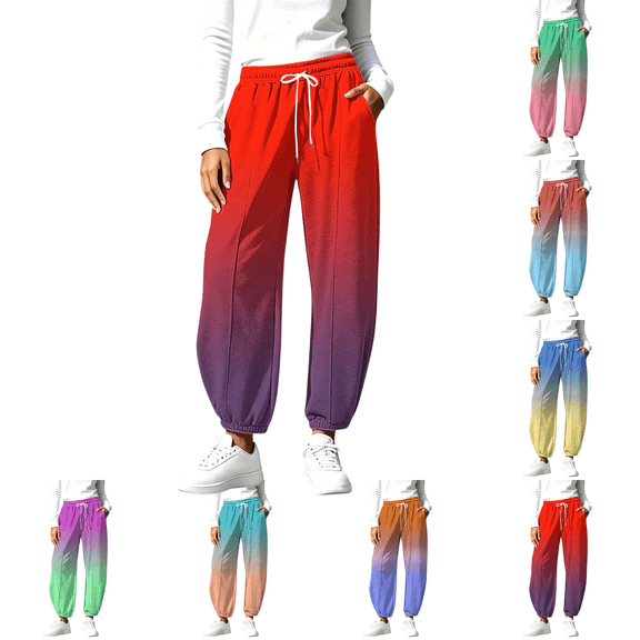 SeekIslan Women's Ombre Jogger Pants with Drawstring Waist for Trendy Workout and Daily Activewear