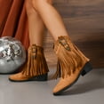 thumbnail image 2 of Mostsola Cowboy Boots for Women Suede Vintage Buckle Western Heel Booties Short Boots, 2 of 8