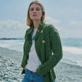 thumbnail image 6 of Ladies 3 Button Meadow Green Cardigan Sweater, Size Medium Made By Aran Woollen Mills, 6 of 7
