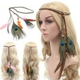thumbnail image 3 of Women Boho Style Festival Feather Headband Hippie Weave Hairband Hair Accessory, 3 of 10