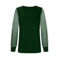 thumbnail image 3 of Haivin Long Sleeve Dressy Blouses for Women Glittering Splicing Layers Mesh Tunic Tops Crew Neck Daily Shirts, 3 of 6
