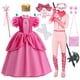 thumbnail image 2 of Vestido de princesa de melocotón para niñas, disfraz de Anime de lujo para carnaval, monos para niños pequeños, vestidos de fiesta, ropa 3-10T, 2 of 5