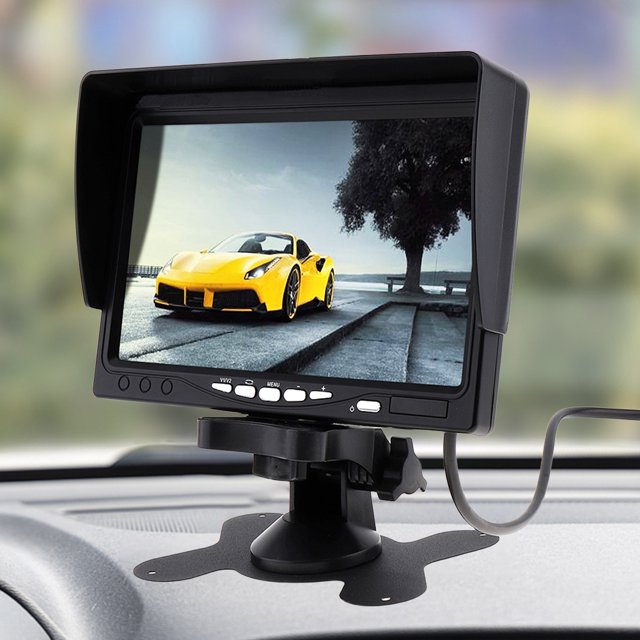 Monitor de coche de respaldo de 7 pulgadas, cámara de estacionamiento LCD HD 1024X600 que gira con parasol