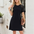 thumbnail image 5 of SMihono Trendy Summer Dresses for Women Lace Patchwork Short Sleeve Round Neck Tshirt Dress Pleated Front Vacation Dresses Black XL, 5 of 9