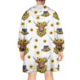 thumbnail image 2 of White Highland Cow Sunflower Hat Pattern Wearable Oversized Blanket,Wearable Blanket Hoodie for Adults,Cozy Hooded Blankets with Super Pockets,Super Warm Fuzzy Pullover for Women & Men, 2 of 6