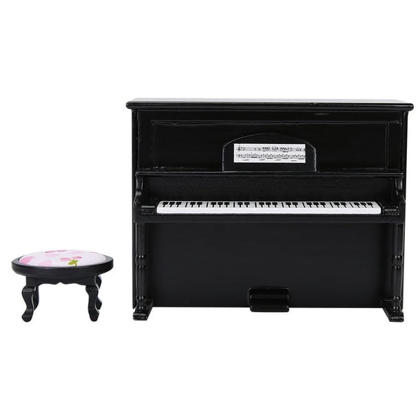 Mini Piano Avec Tabouret Enfants Pour 1/12 1/6 Décoration De Maison De  Poupée Play Toys Blanc