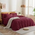 thumbnail image 2 of Cotton Duvet Cover Queen Size Pinstriped Comforter Cover with Button Washed Cotton Breathable Soft Solid Bedding Set Duvet Cover ×in & Pillowcases (NO Comforter), 2 of 9