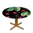 thumbnail image 3 of JEUXUS Cherry Round Fitted Tablecloth with Elastic Edged, Retro Fruit Cherry Pattern Round Table Cover Wipeable Waterproof Table Cloth for Kitchen Dining Table Party Picnic White, 3 of 7