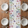 thumbnail image 6 of Spring Floral Table Runner - 90 Inch Long, Kitchen Dining Table Runner Dresser Scarves, Pink Blue Flowers Butterfly Wooden Farmhouse Decor for Coffee Tables Wedding Party Banquet, 6 of 8