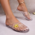 thumbnail image 6 of Jinhomg Clear Jelly Flats for Women Hollow Starfish Trim Slippers Closed Round Toe Slip On Summer Sandals Plastic Beach Jelly Flats Ladies Clear,39, 6 of 7