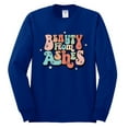 thumbnail image 2 of Wild Bobby Beauty From Ashes Groovy Font With Stars Vintage Men Long Sleeve Shirt, Royal, XX-Large, 2 of 6