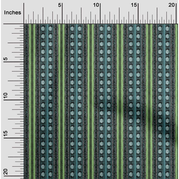 oneOone Organic Cotton Poplin Twill Fabric Ethnic Block Printed Fabric 1 Yard 42 Inches Wide