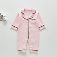 thumbnail image 2 of FAOWME Baby Girl Boy Pajamas Romper Button Up Pajamas Footie PJs Jumpsuit Onesie Clothes Pink 3-6 Months, 2 of 3